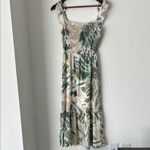 Lush Tie dye Tropical Midi Smocked Top Dress